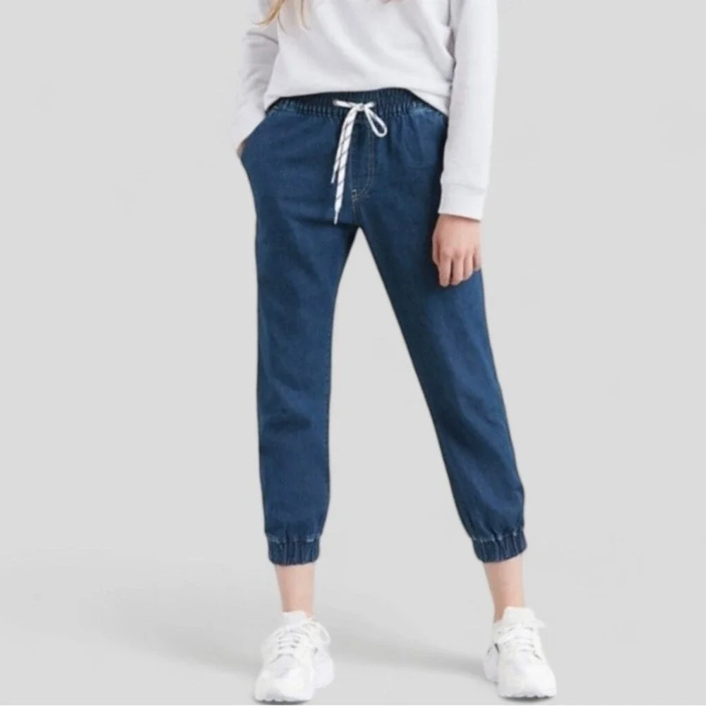 Vince Cropped Pull On Jeans Drawstring Waist Dark Wash Sz M - Picture 8 of 8